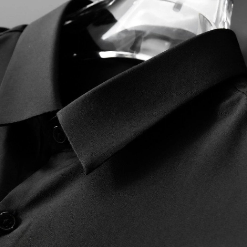 Black Work Style Men's Satin Shirt - Picture 5 of 8